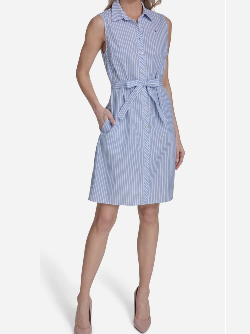 Tommy Hilfiger Blue & White Striped Shirt Dress